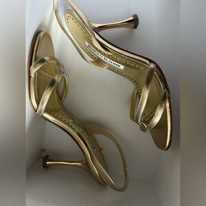 Manolo Blahnik Metallic Gold Heels